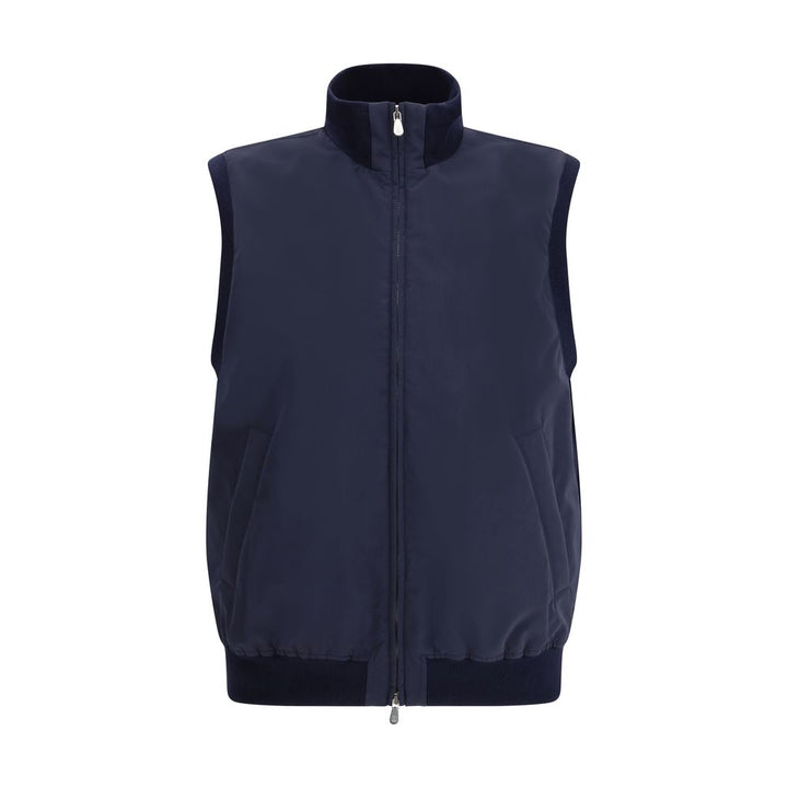 Brunello Cucinelli Blue Polyester Sleveless Jacket