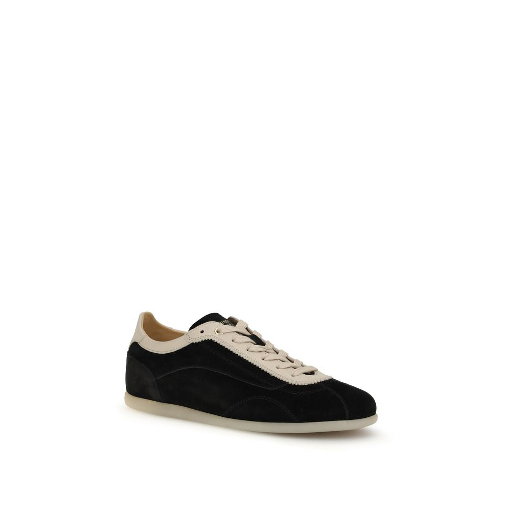 Brunello Cucinelli Gray Calf Leather Bos Taurus Low Top Sneakers