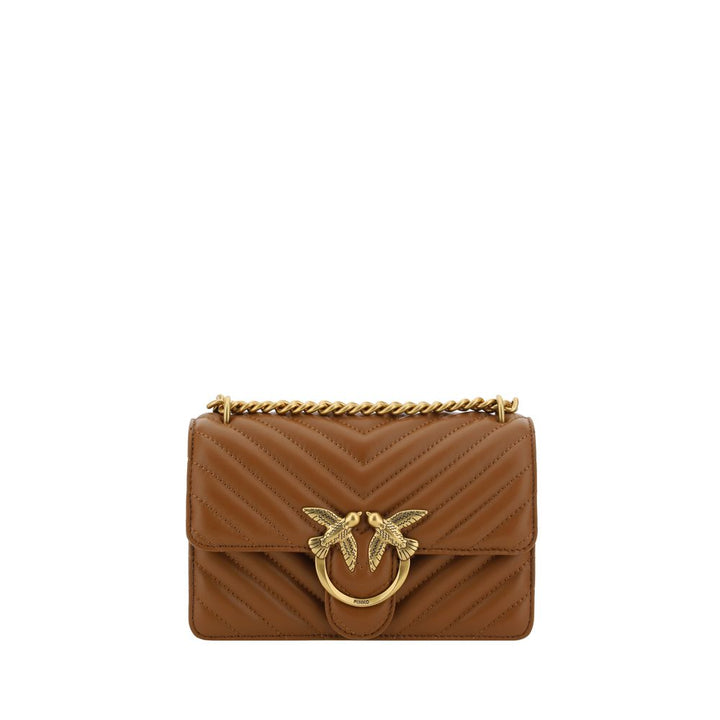 PINKO Brown Calf Leather Bos Taurus Shoulder Bag