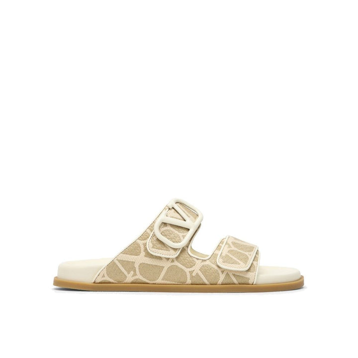 Valentino Garavani Beige Fabric Flat Sandals