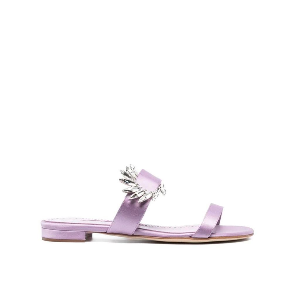 Manolo Blahnik Purple Silk Slippers