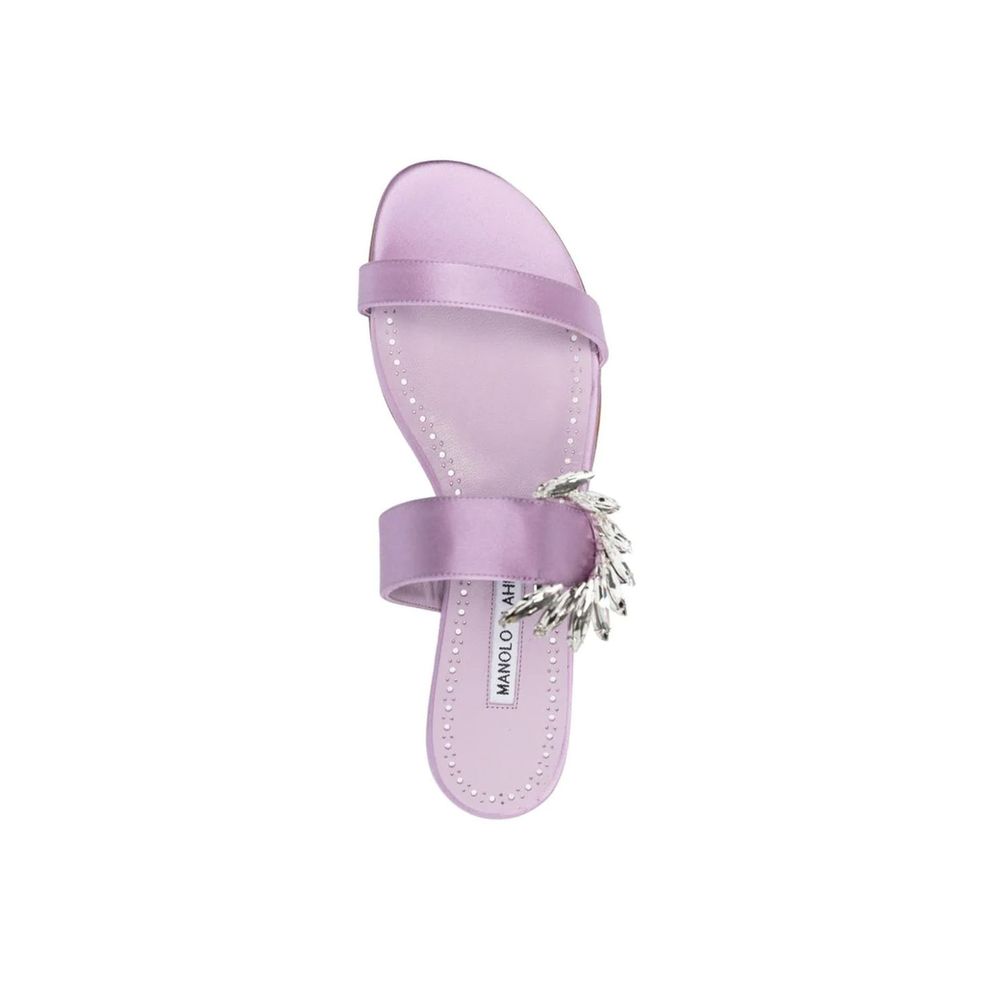 Manolo Blahnik Purple Silk Slippers