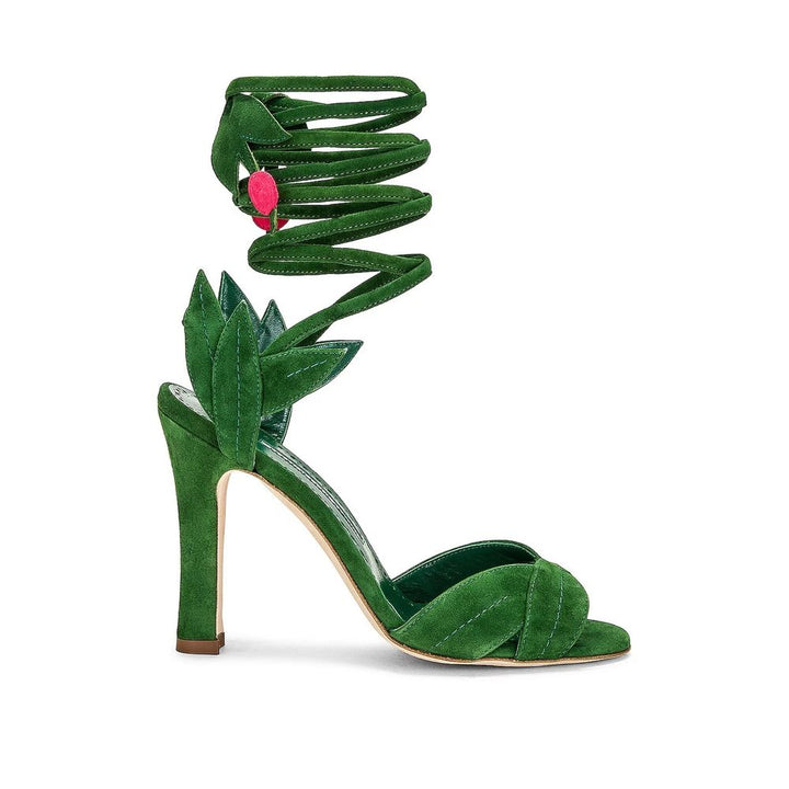 Manolo Blahnik Bicolor Calfskin Stiletto Heel Sandals