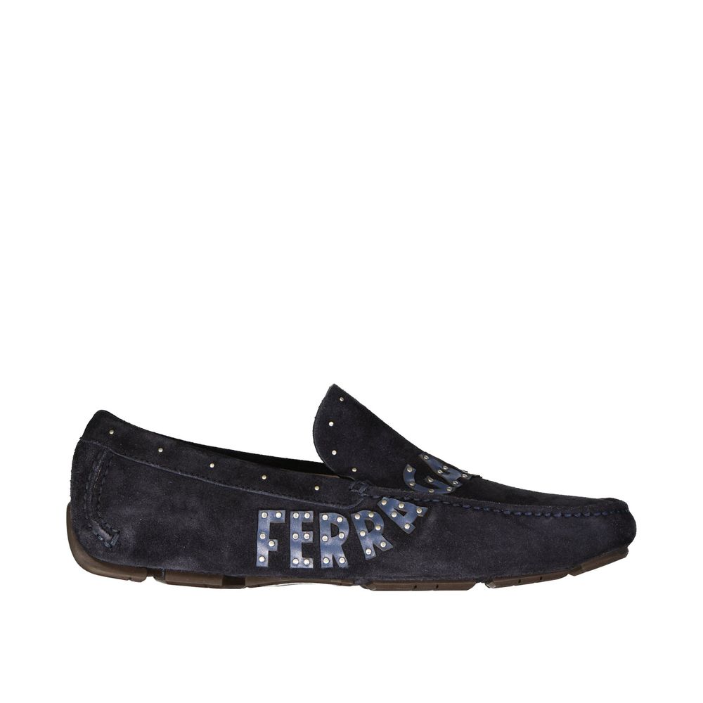 Salvatore Ferragamo Blue Calfskin Slip-On Loafers