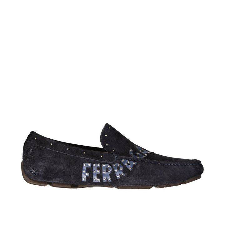 Salvatore Ferragamo Blue Calfskin Slip-On Loafers