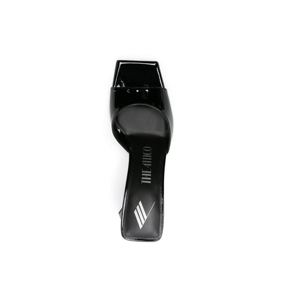 The Attico Black Calfskin Stiletto Heel Sandals