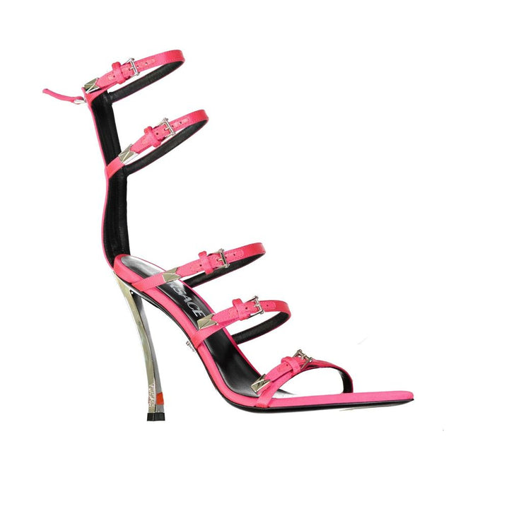 Versace Multicolor Silk Stiletto Heel Sandals