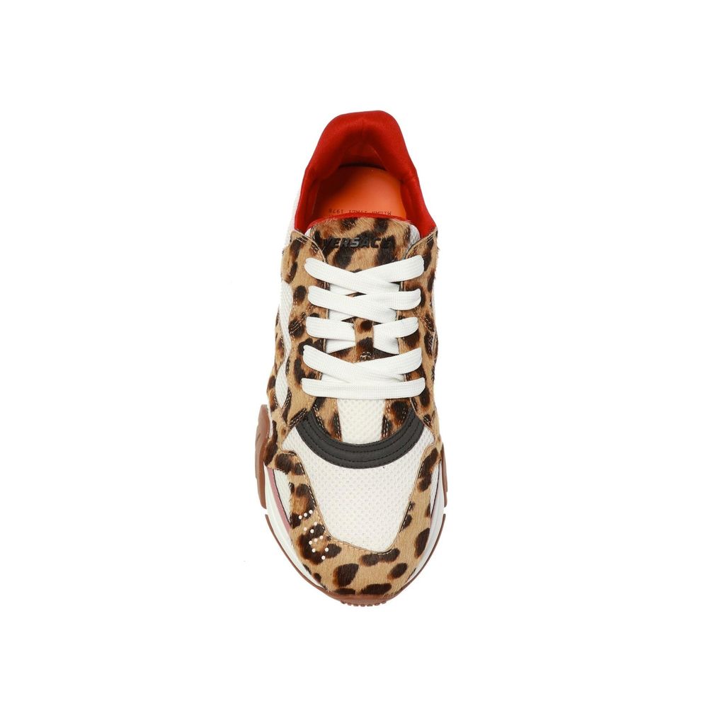 Versace Beige Leather Chunky Sneakers