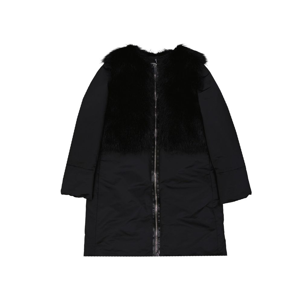Add Black Polyester Coat