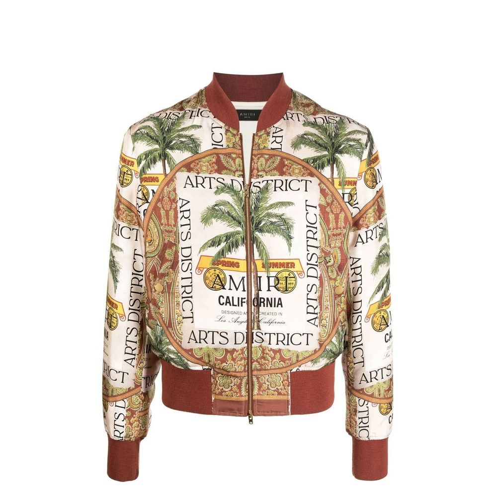 Amiri Beige Silk Bomber