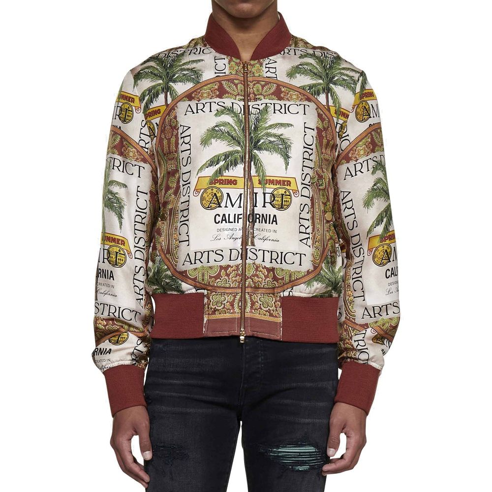 Amiri Beige Silk Bomber