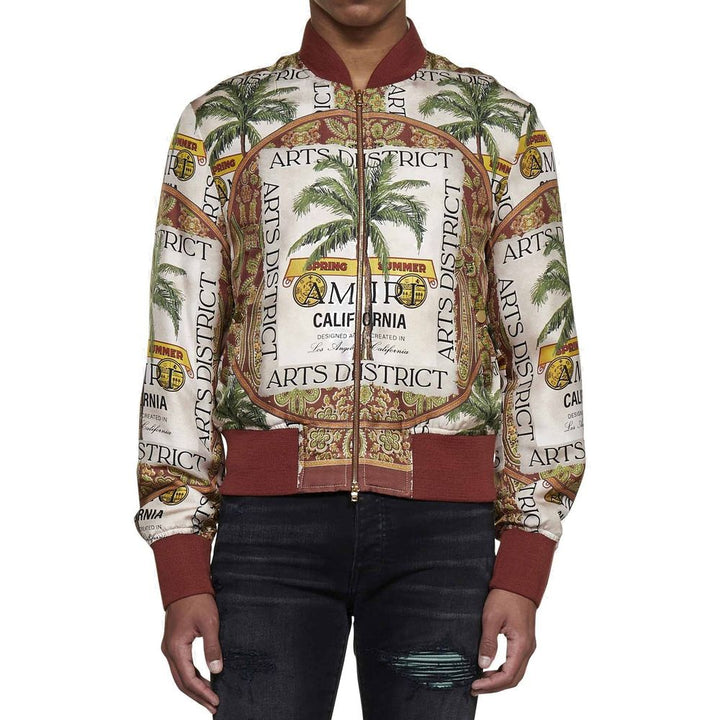 Amiri Beige Silk Bomber