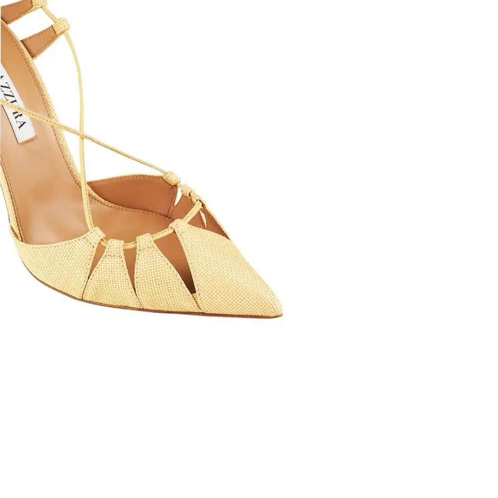 Aquazzura Bicolor Raffia Stiletto Heel Sandals