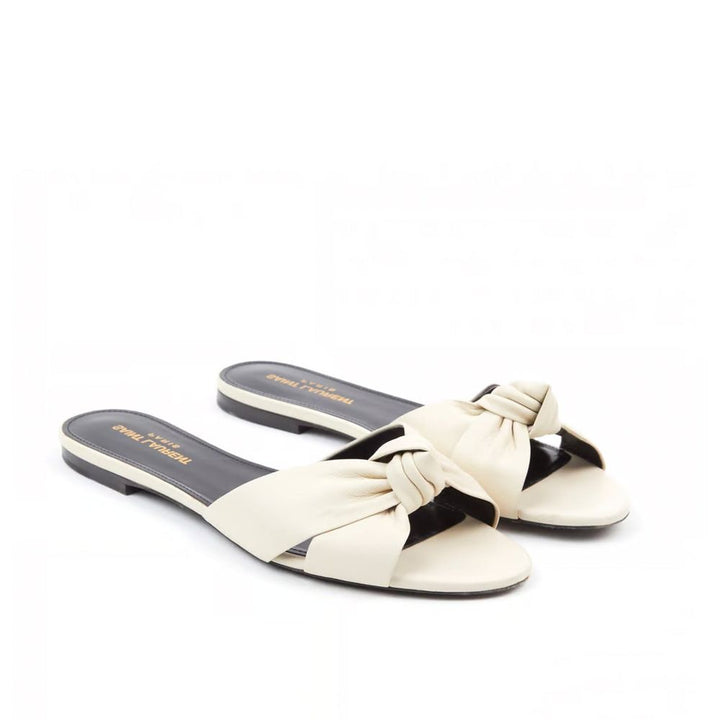 Saint Laurent White Calfskin Slides