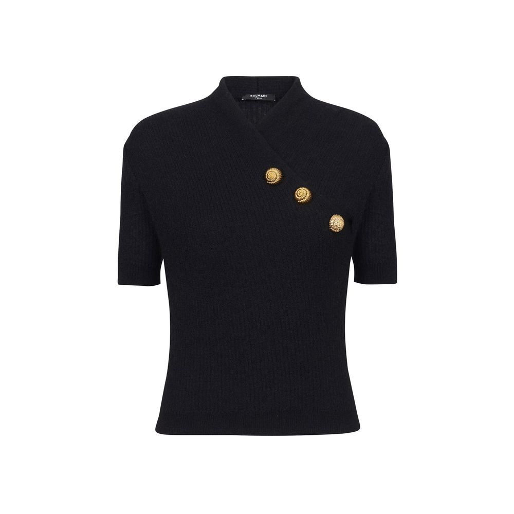 Balmain Black Merino Wool Tank Tops