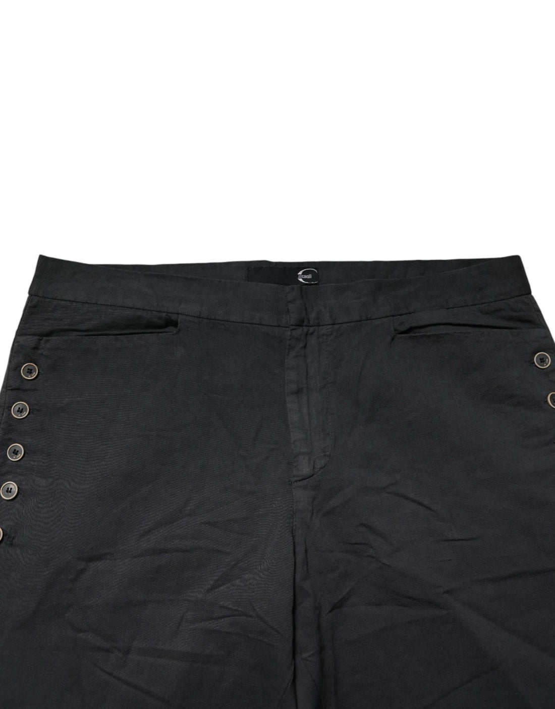 Just Cavalli Black Straight Fit Mid Waist Denim Trouser Jeans
