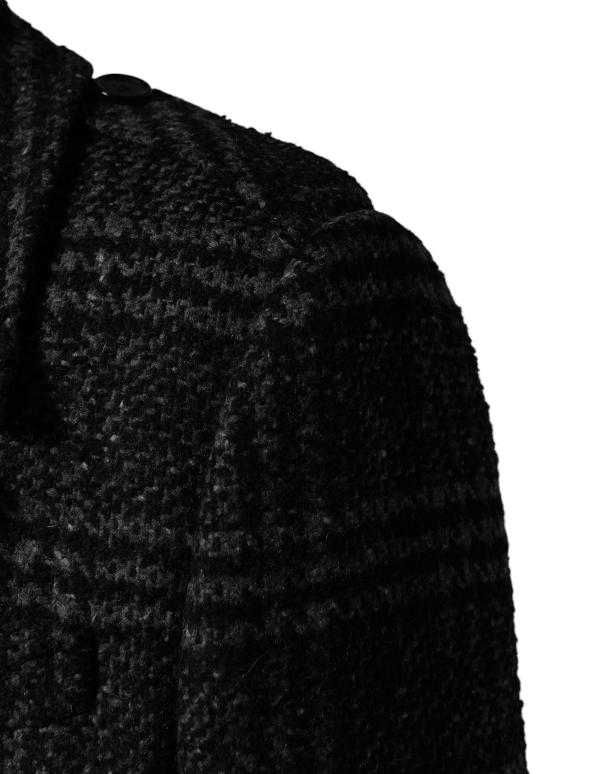 Dolce & Gabbana Grey Double Breasted Plaid Wool Coat Jacket