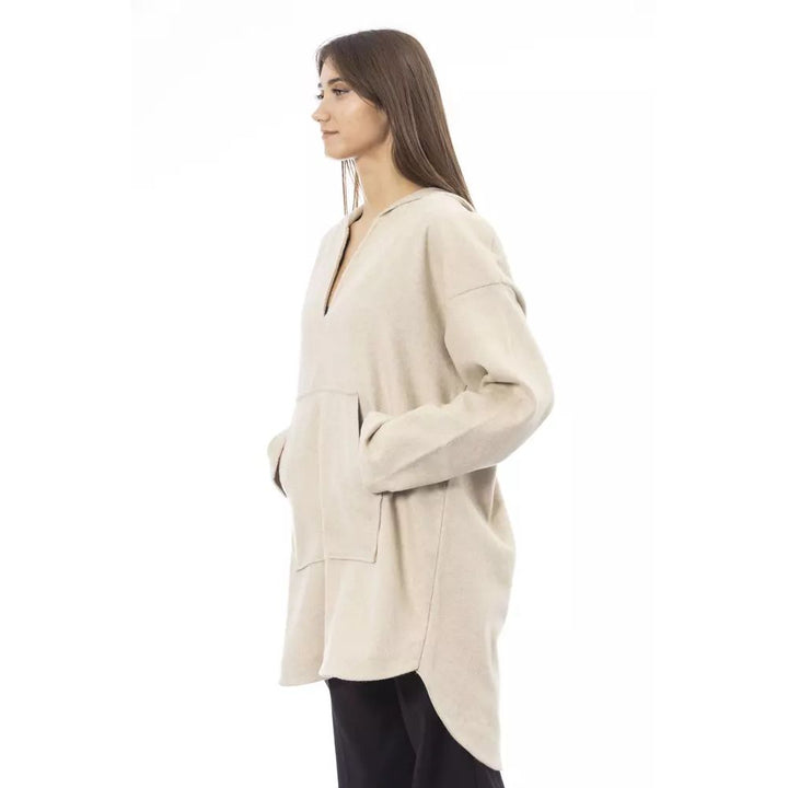 Alpha Studio Beige Wool Hoodie