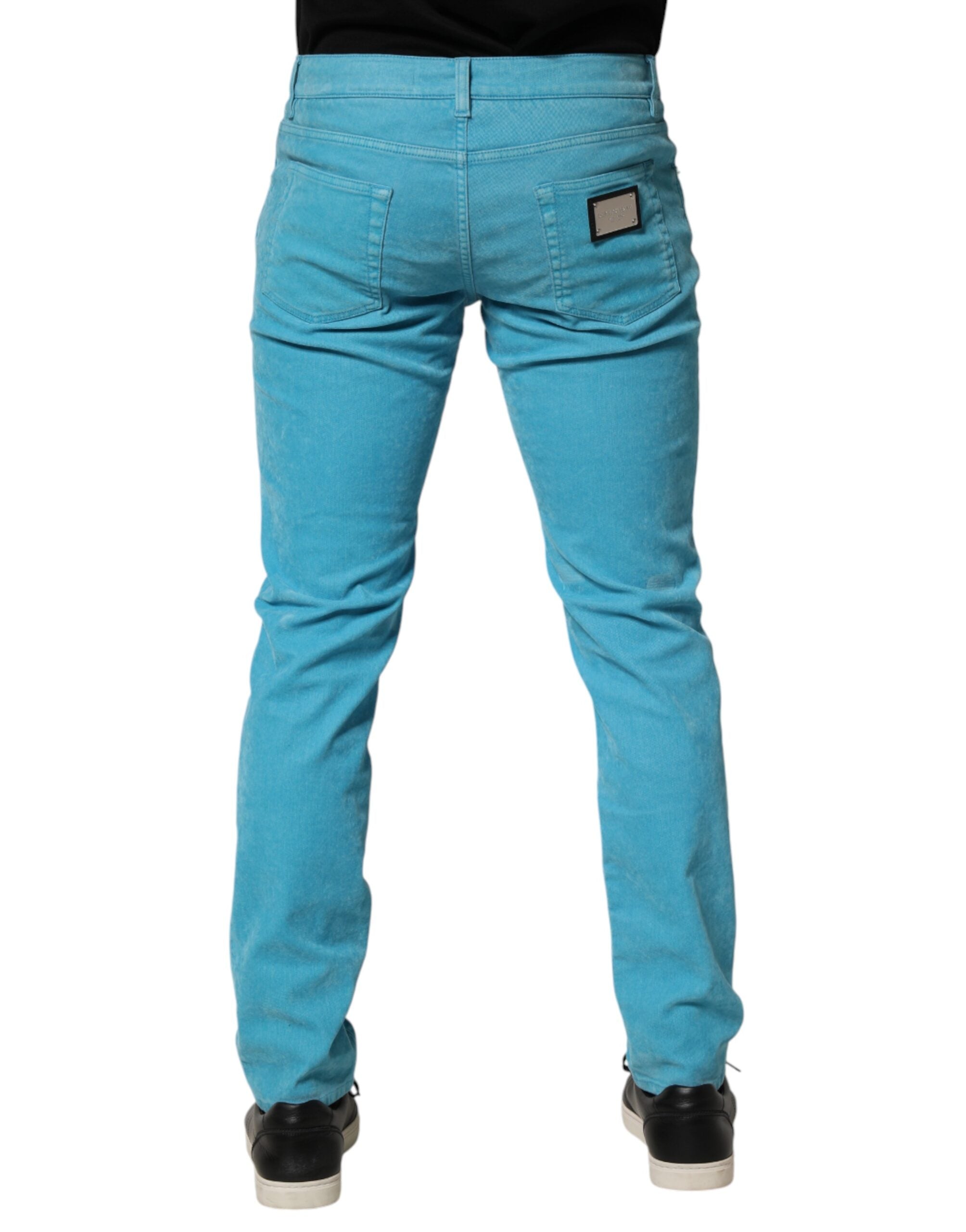 Dolce & Gabbana Blue Cotton Skinny Men Denim Trouser Jeans
