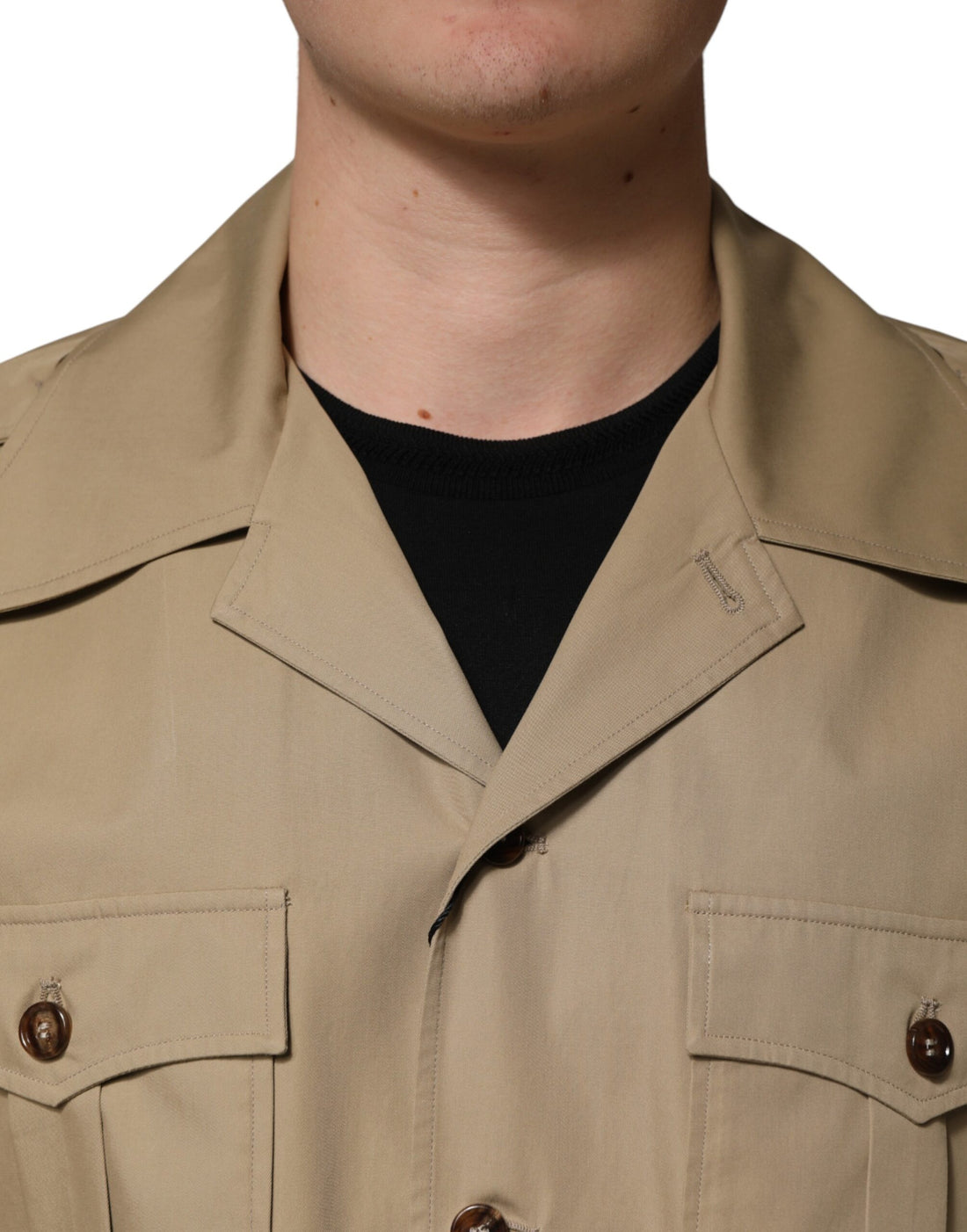 Dolce & Gabbana Brown Pin Up Short Sleeves Men Casual Shirt