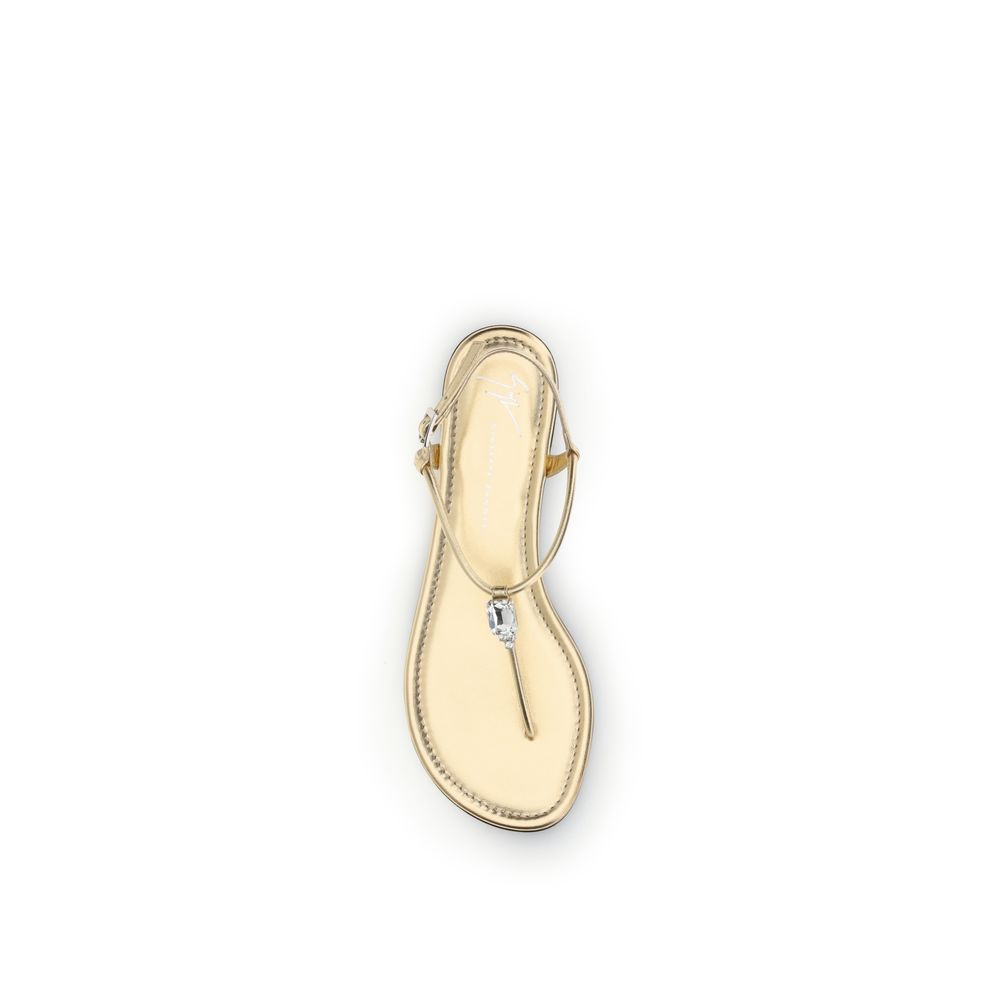 Giuseppe Zanotti Gold Calf Leather Bos Taurus Sandals