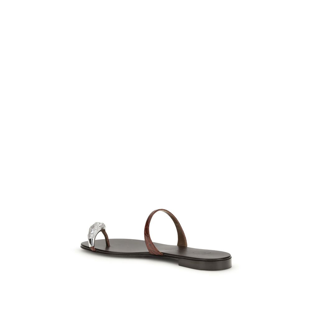 Giuseppe Zanotti Brown Calf Leather Bos Taurus Sandals