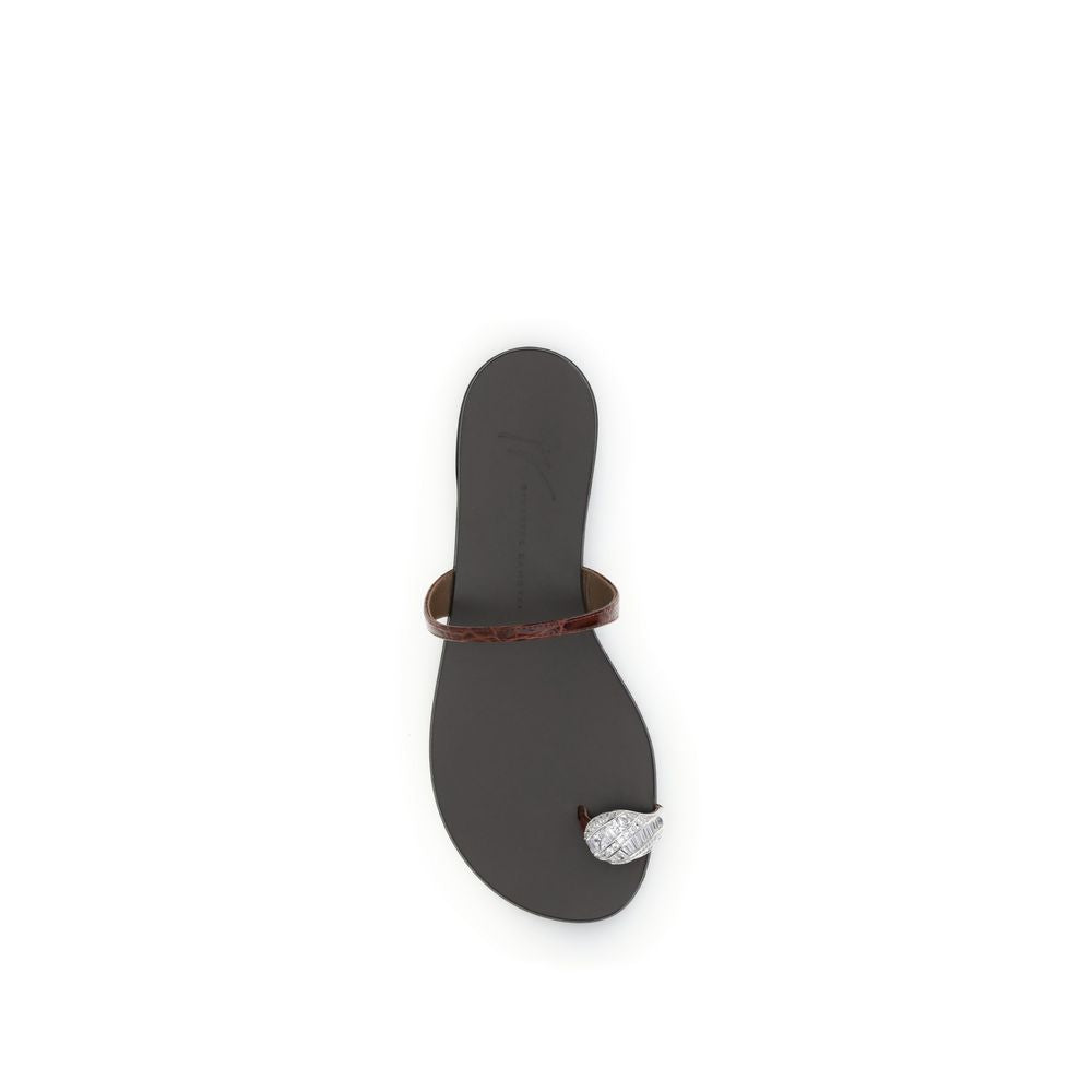 Giuseppe Zanotti Brown Calf Leather Bos Taurus Sandals