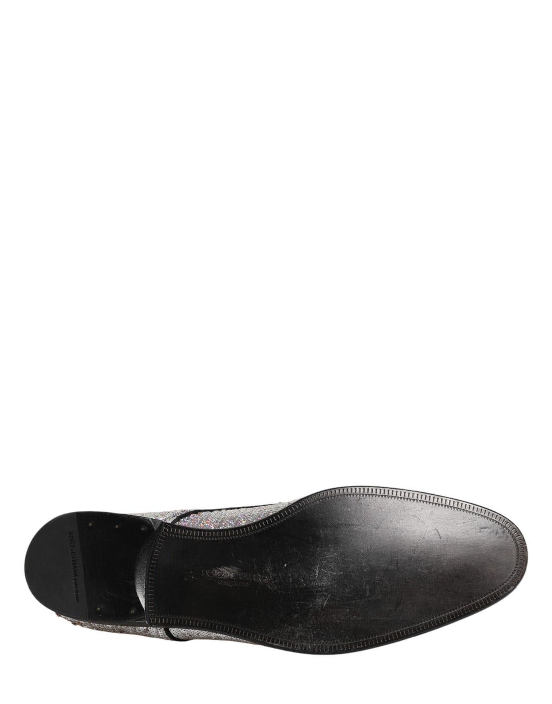 Dolce & Gabbana Silver Sequined Lace Up Men Derby Dress Shoes