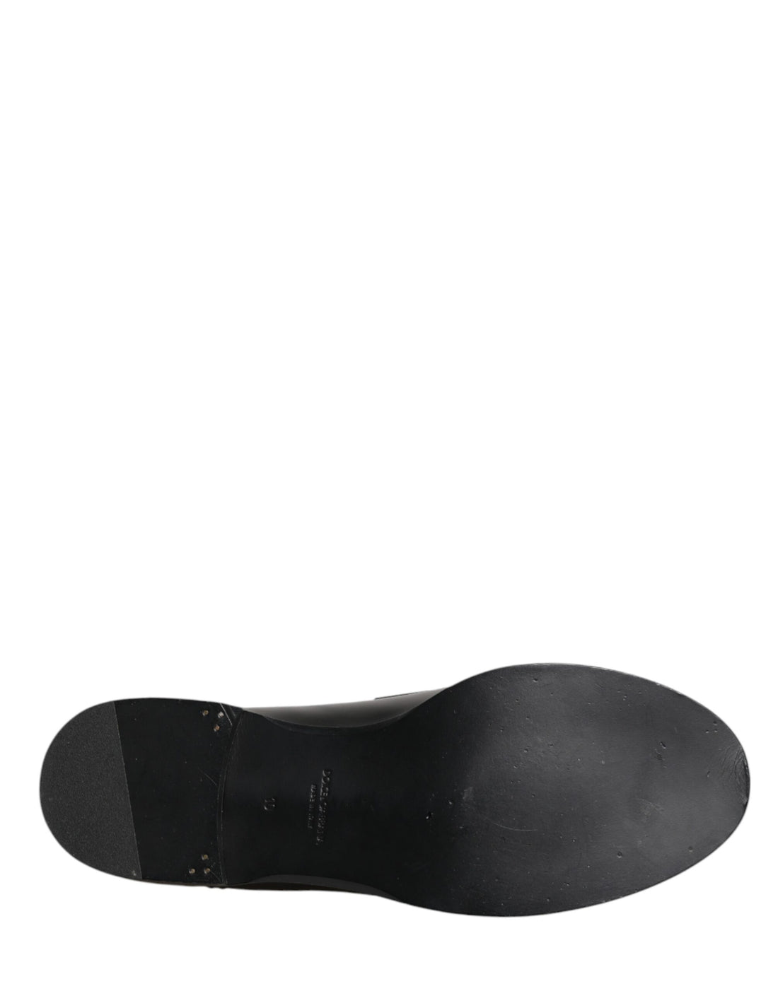 Dolce & Gabbana Black Leather DG Plaque Loafers Dress Shoes