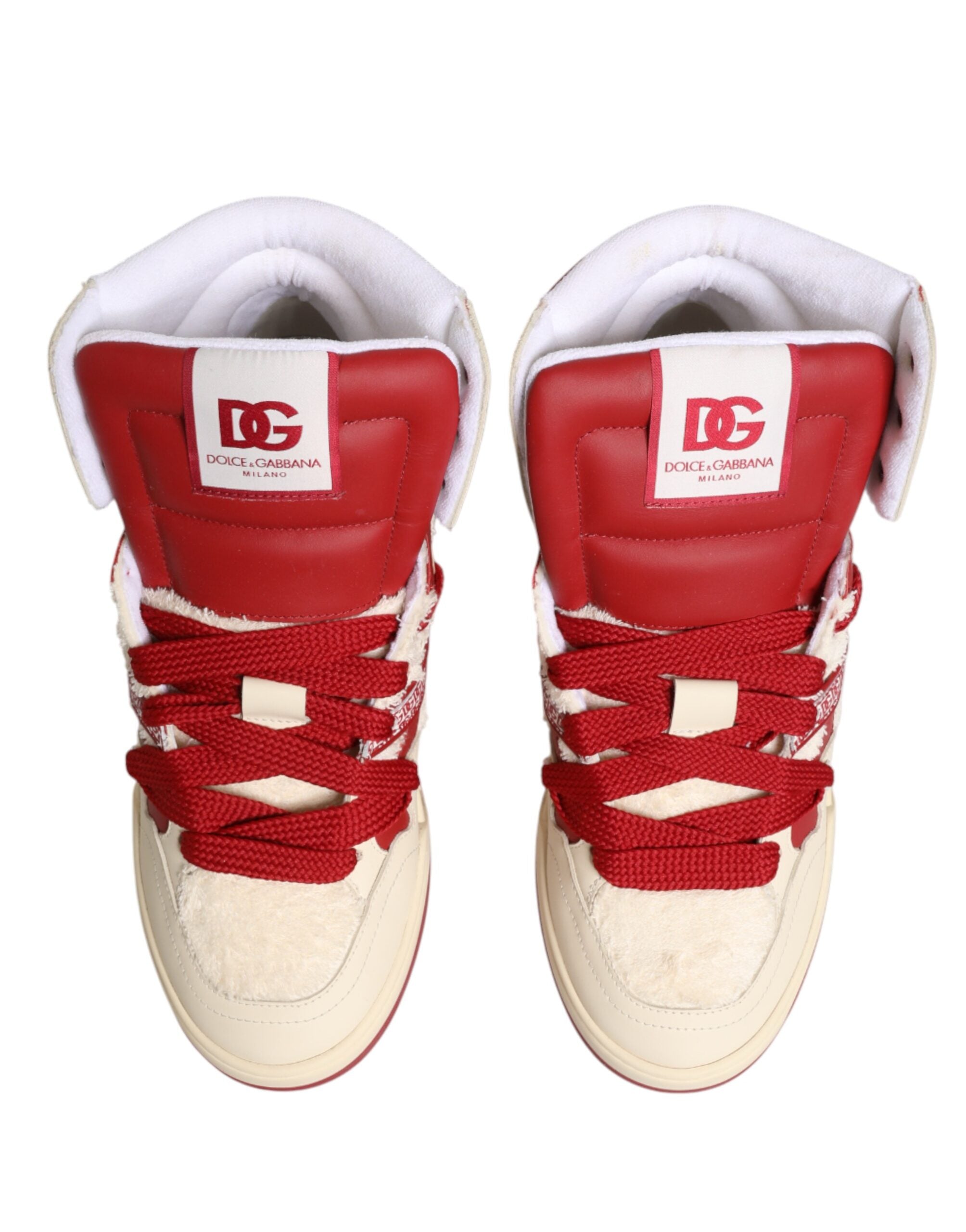 Dolce & Gabbana White Red Custom 2.Zero High Top Men Sneakers Shoes