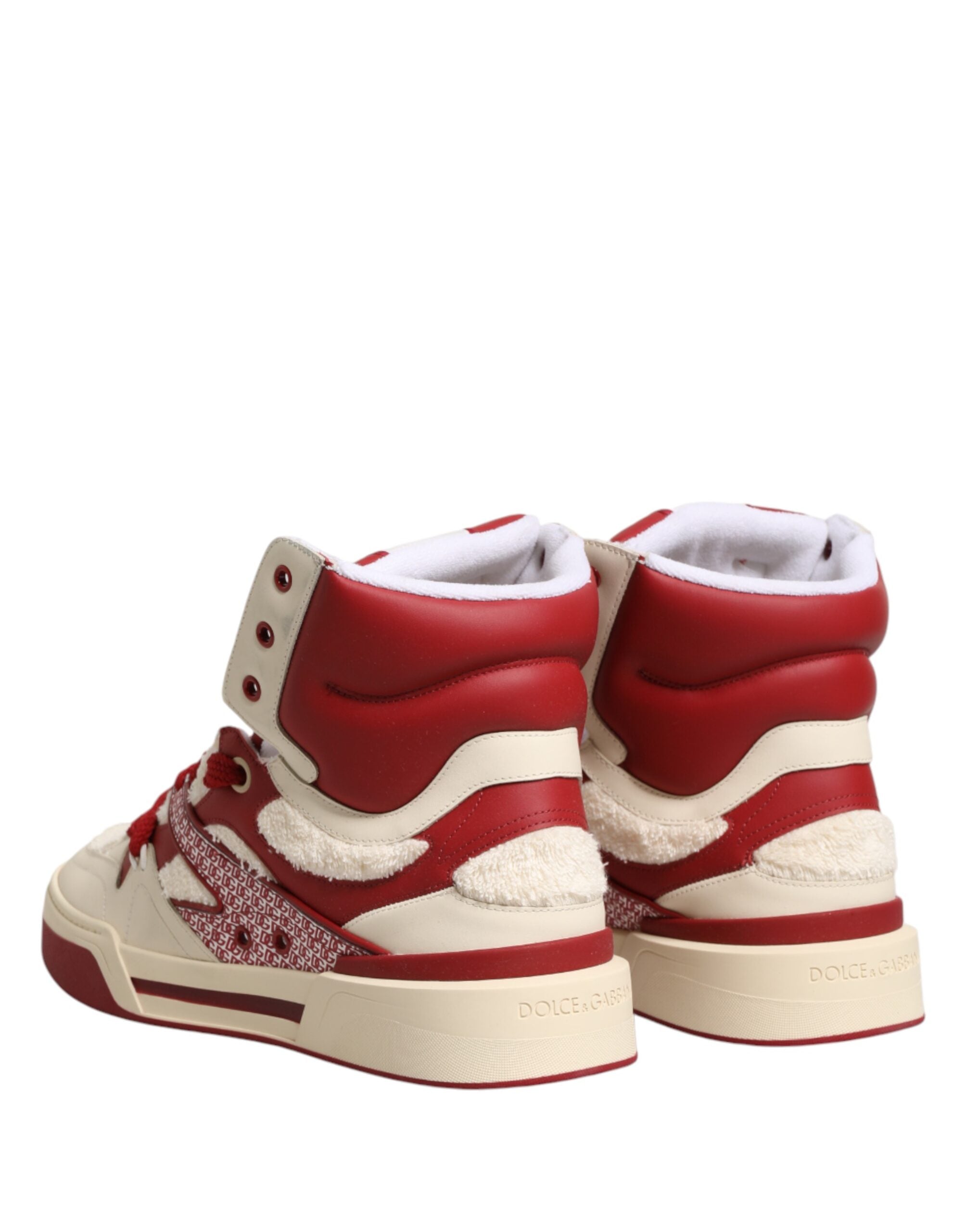 Dolce & Gabbana White Red Custom 2.Zero High Top Men Sneakers Shoes