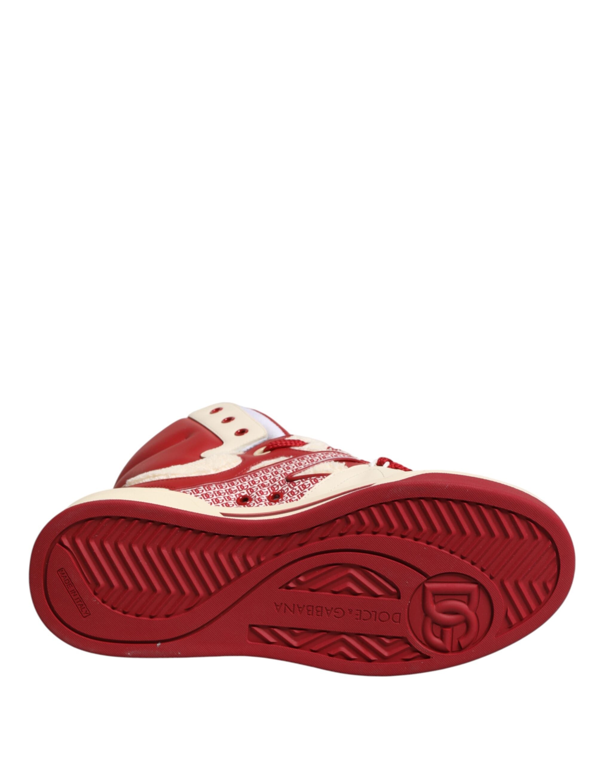 Dolce & Gabbana White Red Custom 2.Zero High Top Men Sneakers Shoes