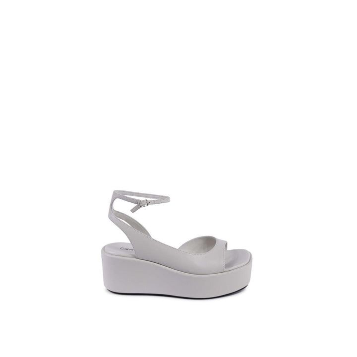 Calvin Klein Beige Leather Platform Sandals