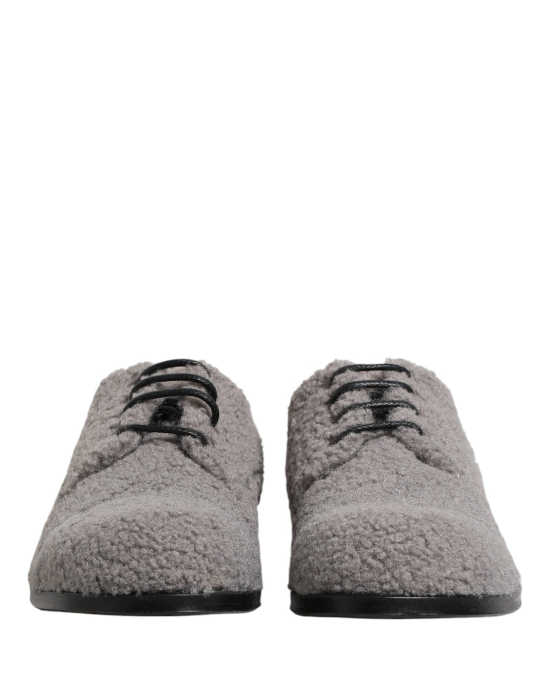Dolce & Gabbana Gray Fleece Lace Up Men Derby Dress Shoes