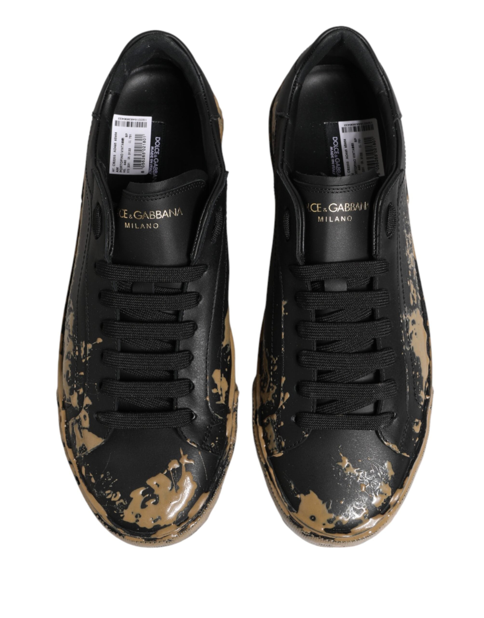 Dolce & Gabbana Black Portofino Mud Effect Low Top Sneakers Shoes