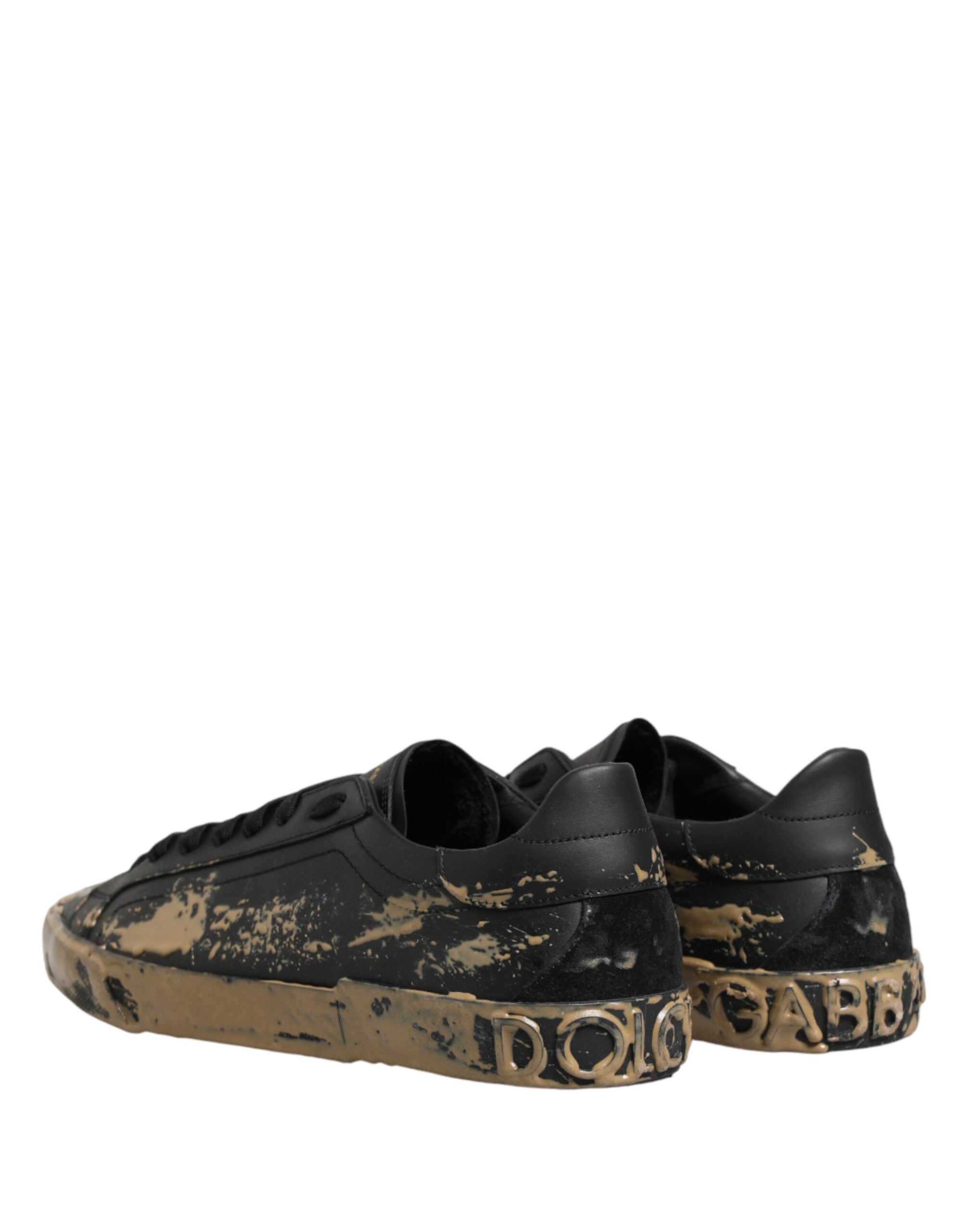 Dolce & Gabbana Black Portofino Mud Effect Low Top Sneakers Shoes