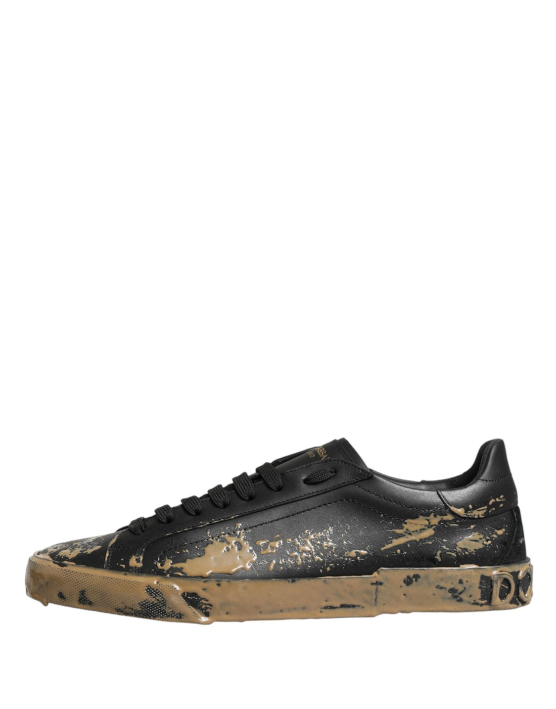 Dolce & Gabbana Black Portofino Mud Effect Low Top Sneakers Shoes