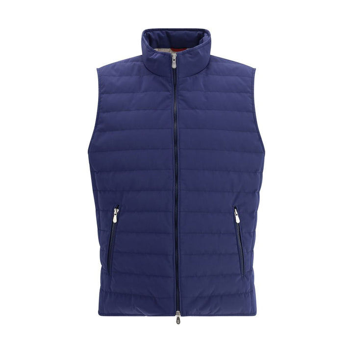 Brunello Cucinelli Blue Polyester Sleveless Jacket