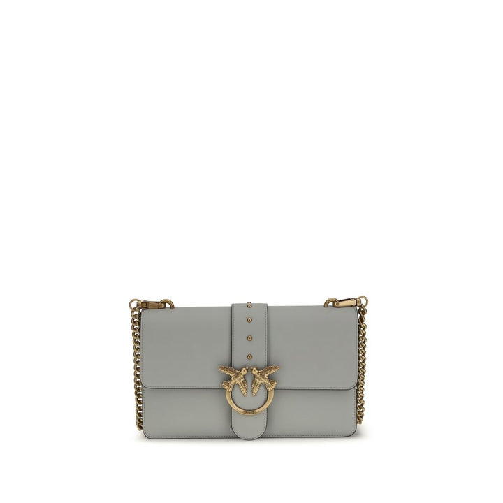 PINKO Gray Calf Leather Bos Taurus Shoulder Bag