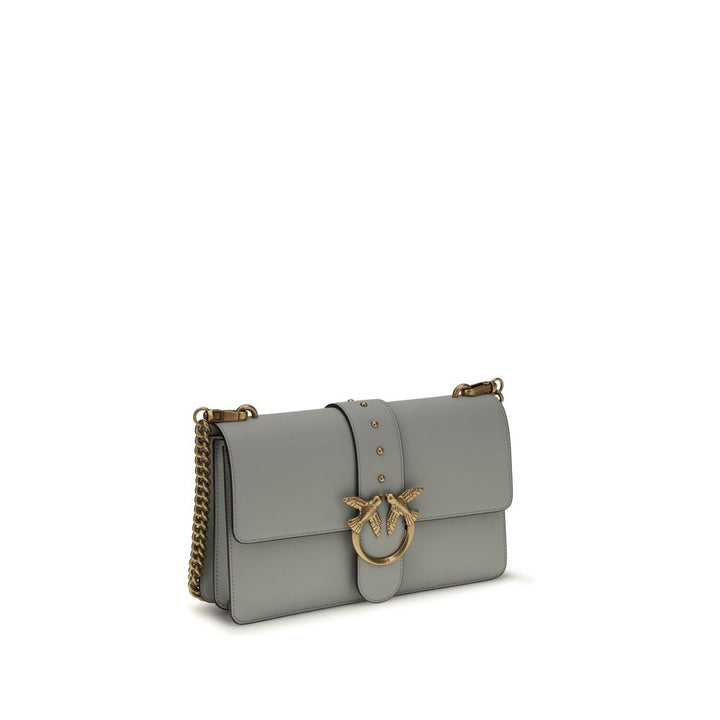 PINKO Gray Calf Leather Bos Taurus Shoulder Bag