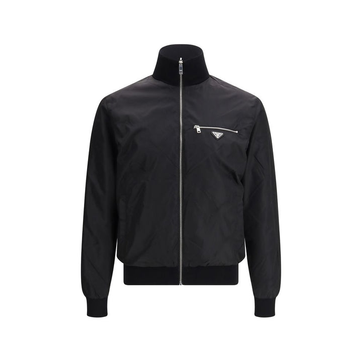 Prada Black Fleece Wool Shell Jacket