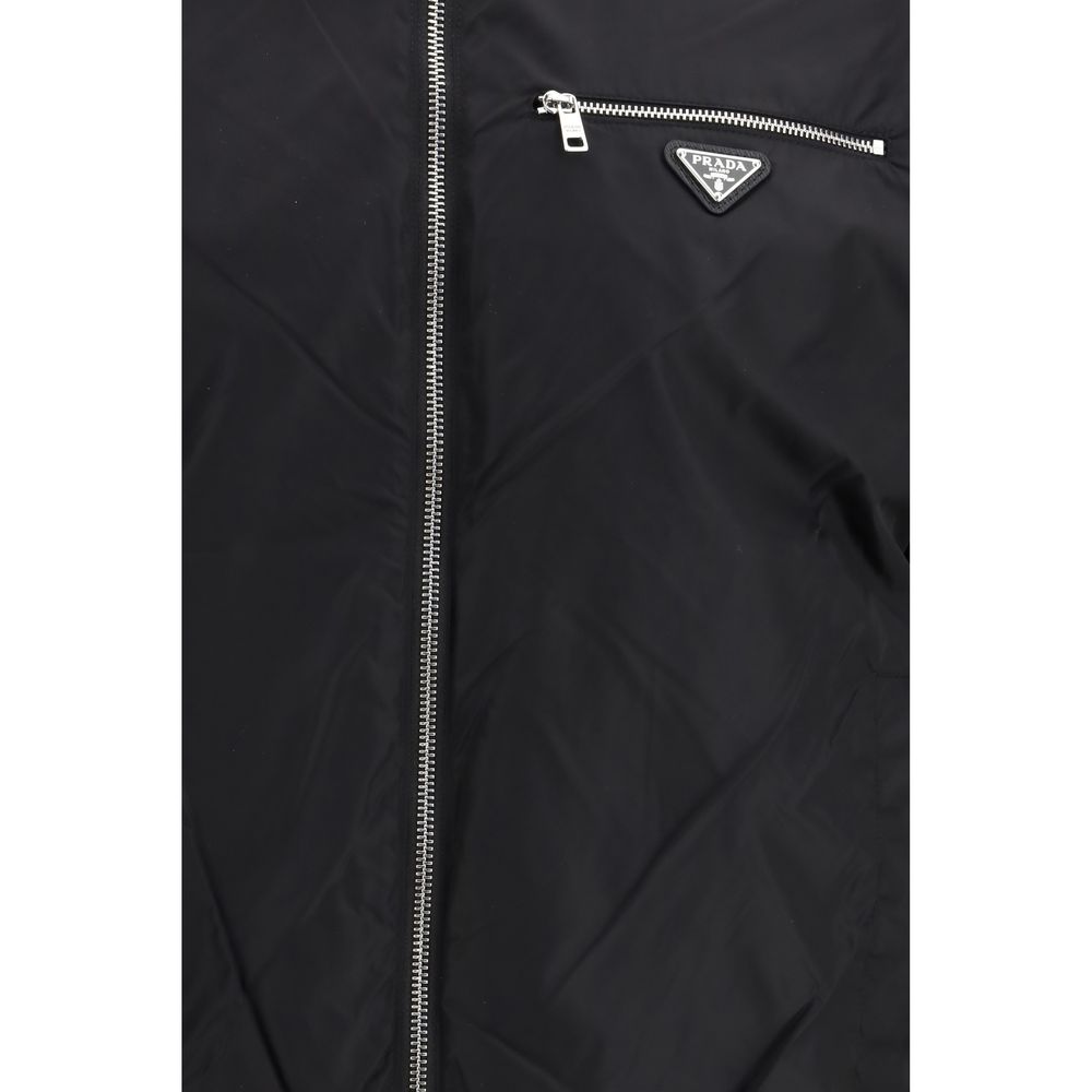 Prada Black Fleece Wool Shell Jacket