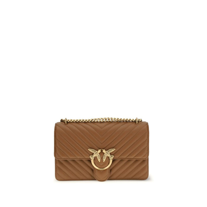 PINKO Brown Calf Leather Bos Taurus Shoulder Bag