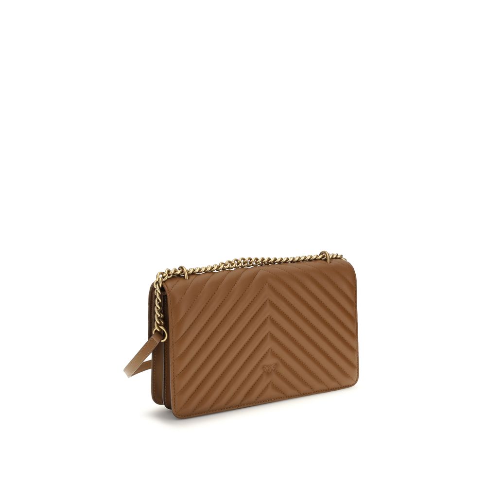 PINKO Brown Calf Leather Bos Taurus Shoulder Bag