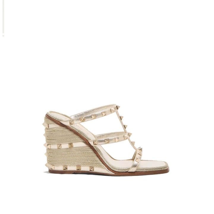 Valentino Garavani Gold Calfskin Mules