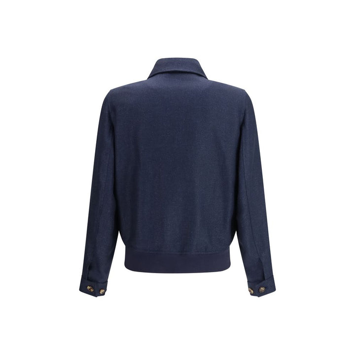 Brunello Cucinelli Blue Silk Coat