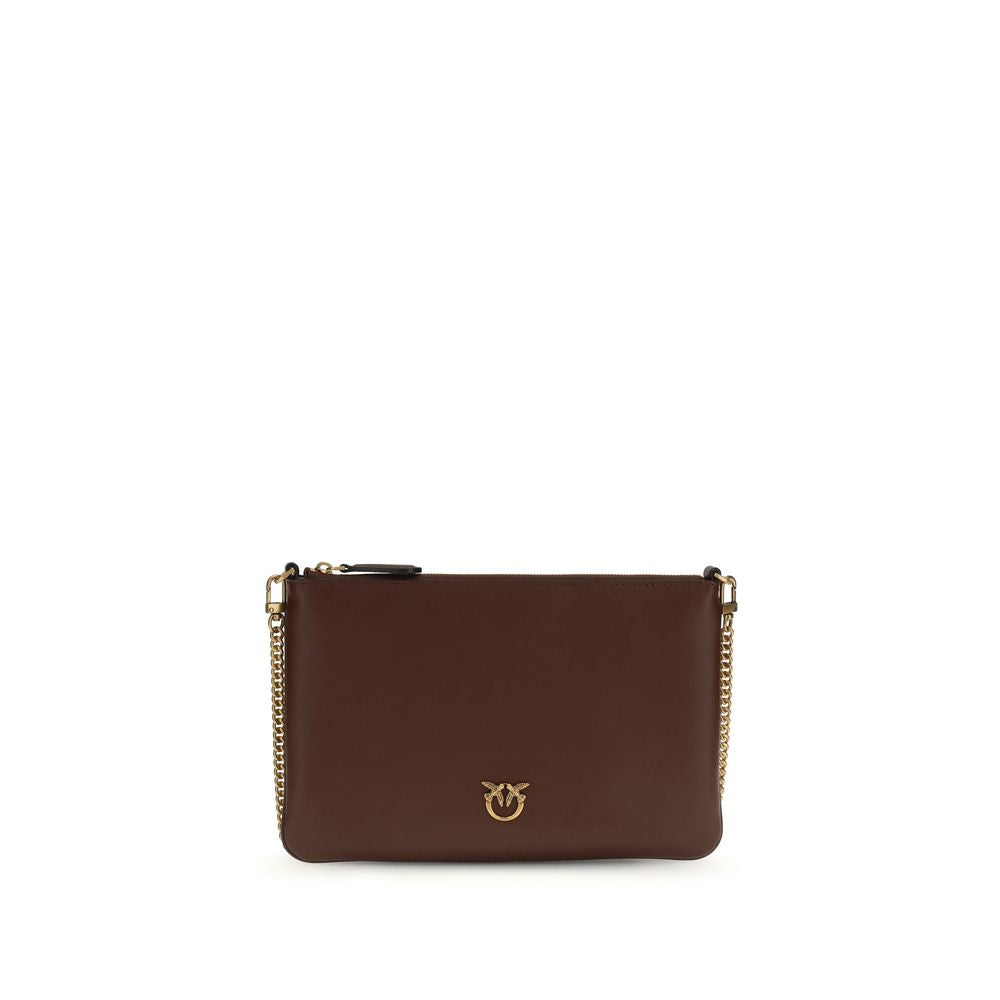 PINKO Bordeaux Calf Leather Bos Taurus Shoulder Bag