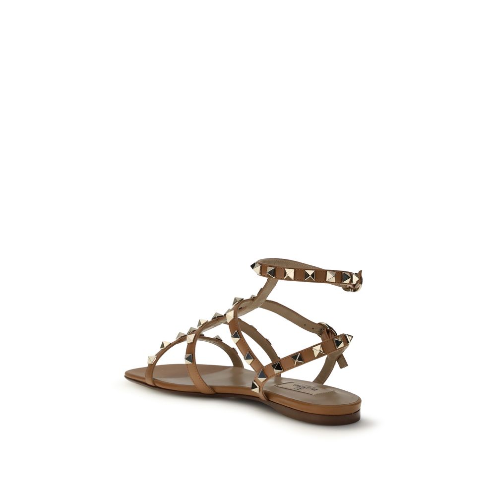 Valentino Garavani Beige Calf Leather Bos Taurus Sandals