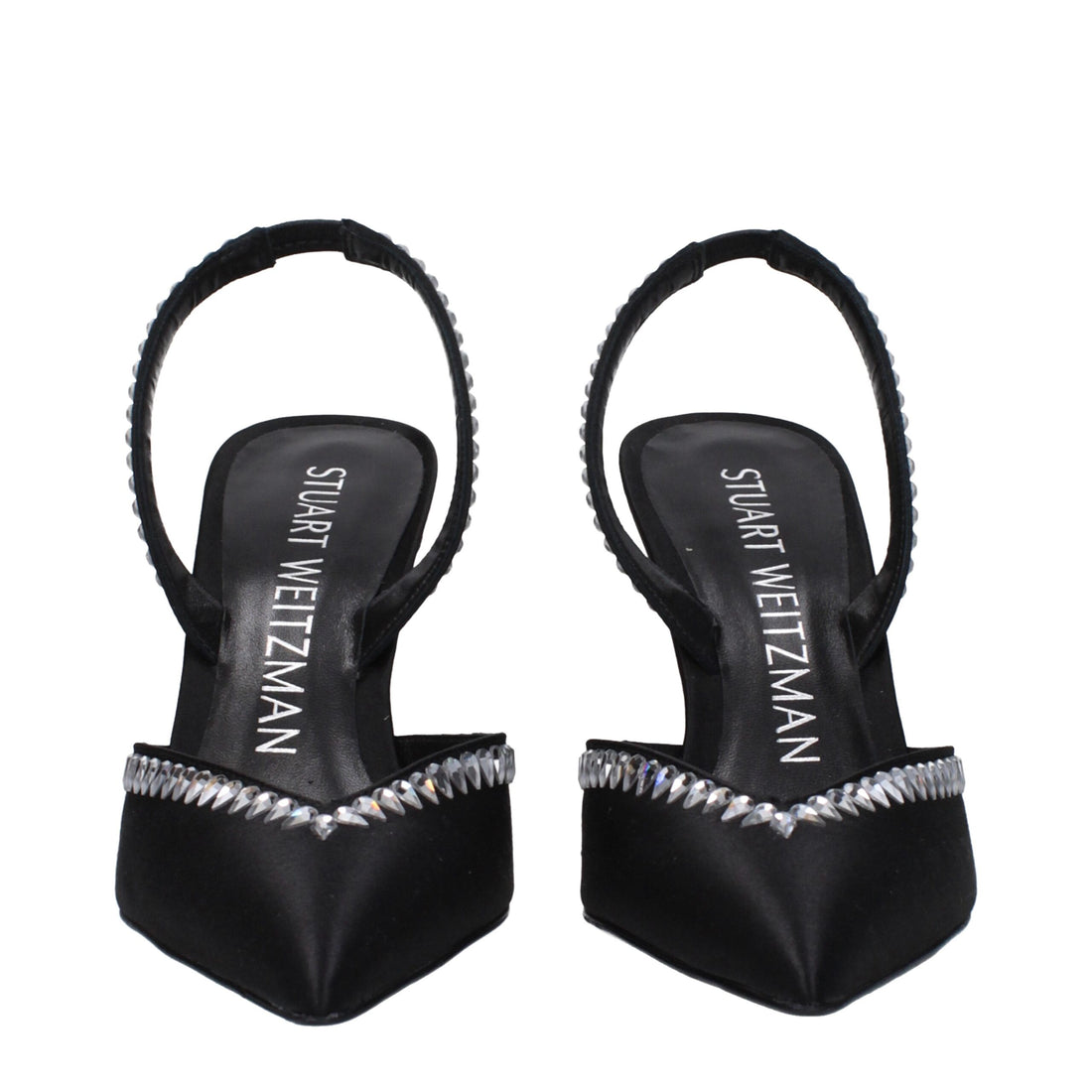Stuart Weitzman Black Satin Stiletto Heel Sandals