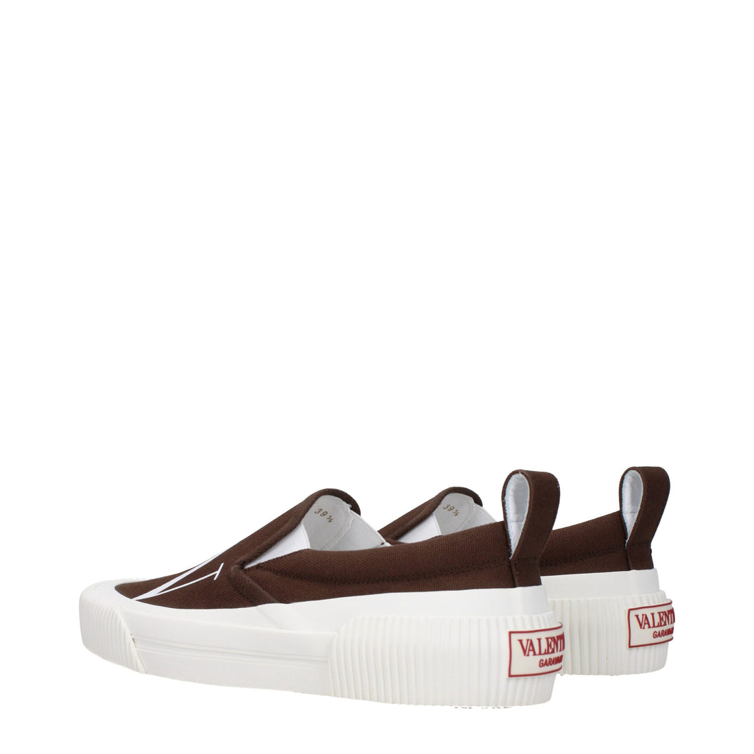 Valentino Garavani Brown Fabric Slip-On Loafers
